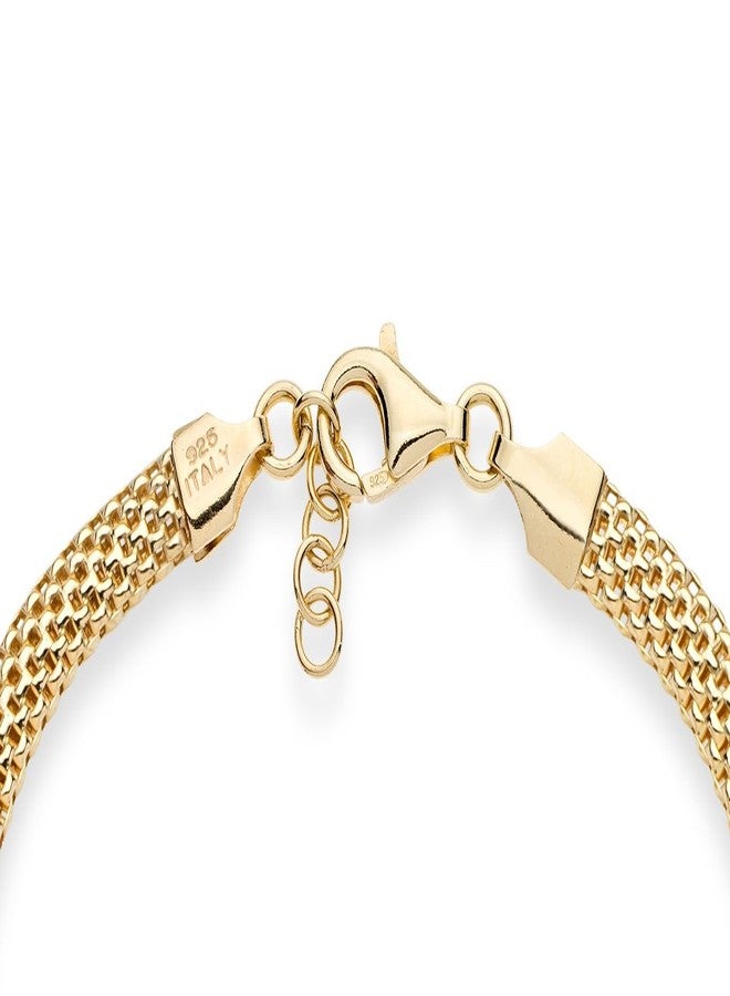 Miabella Gold Plated 925 Sterling Silver Italian 5mm Mesh Link Chain Bracelet for Women, Made in Italy (Length 6.5 Inches) - Image 3